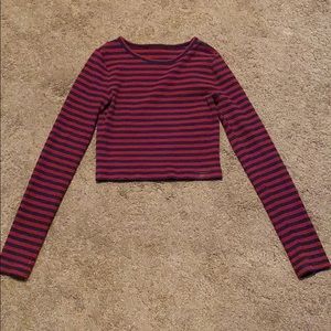 Strip long sleeve crop top